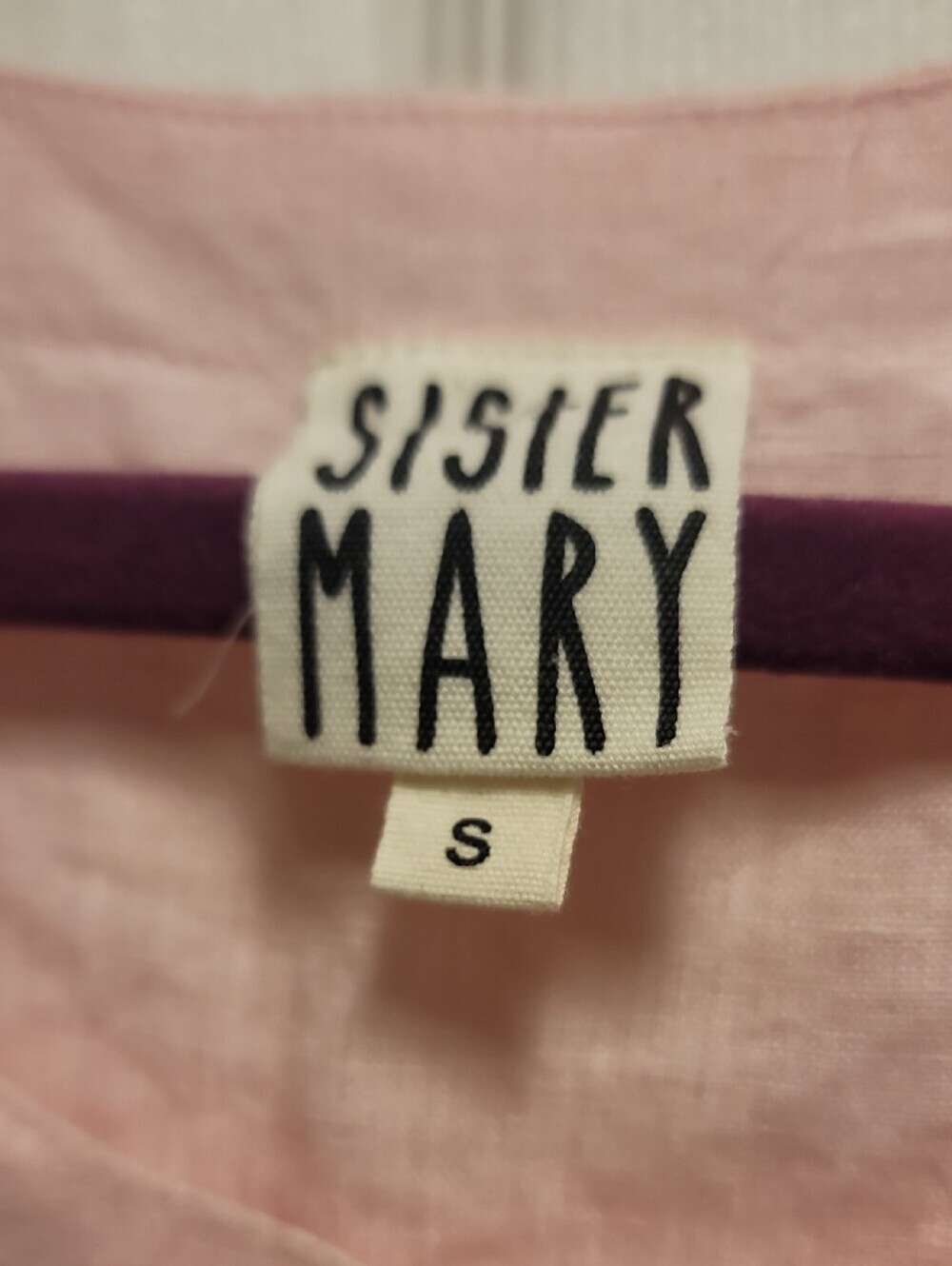 Sister Mary Embroidered Pink Floral Tunic Linen Dress Sz Small - Picture 4 of 6